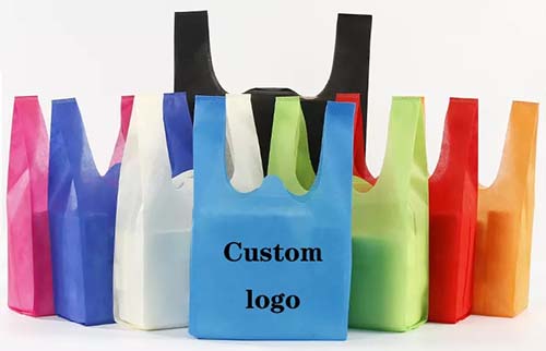 Customized logo T shirt bag printed eco reusable folding non woven fabric shopping bag