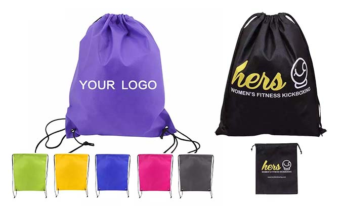 Recyclable Custom Small Non Woven Drawstring Bag With Logo